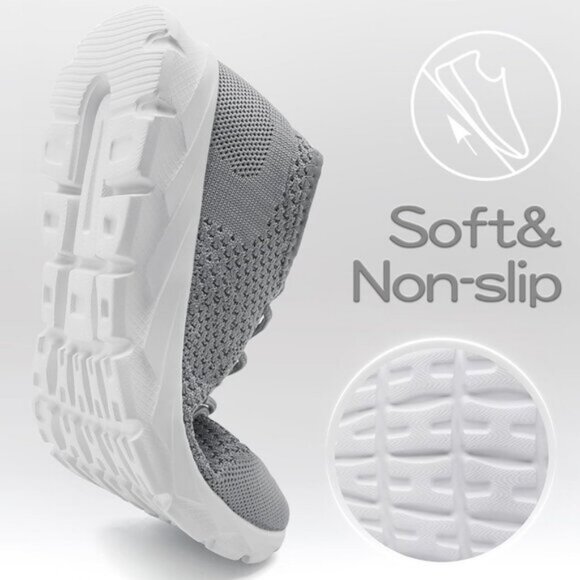 ⚡Mens Grey/White Running Fashion Tennis Walking Lightweight Athletic Sneakers - Picture 6 of 7